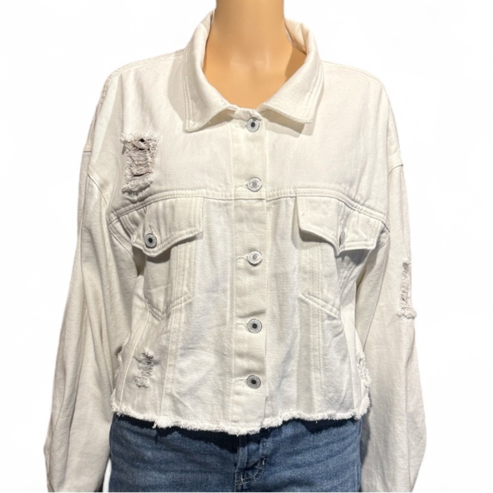 💰BOGO FREE SHEIN Factory Distressed Denim Jean Jacket